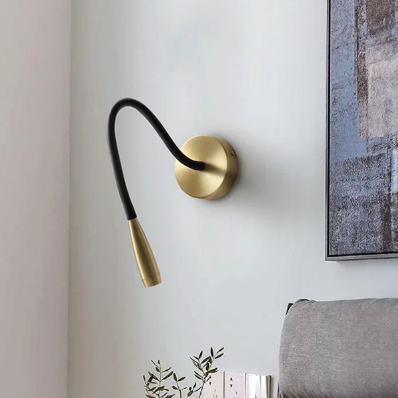 Afralia™ Adjustable Arm Copper Wall Lamp LED Bedside Reading Light