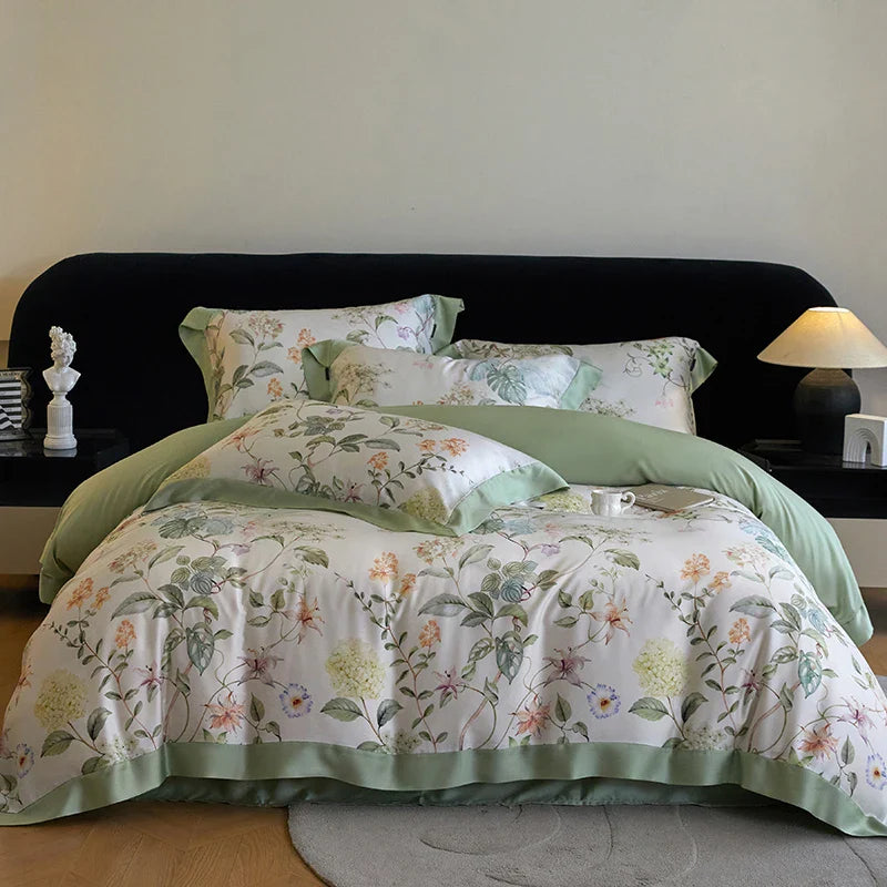 Afralia™ Eucalyptus Fiber Flowers Print Bedding Set - Soft Silky Cool Feel