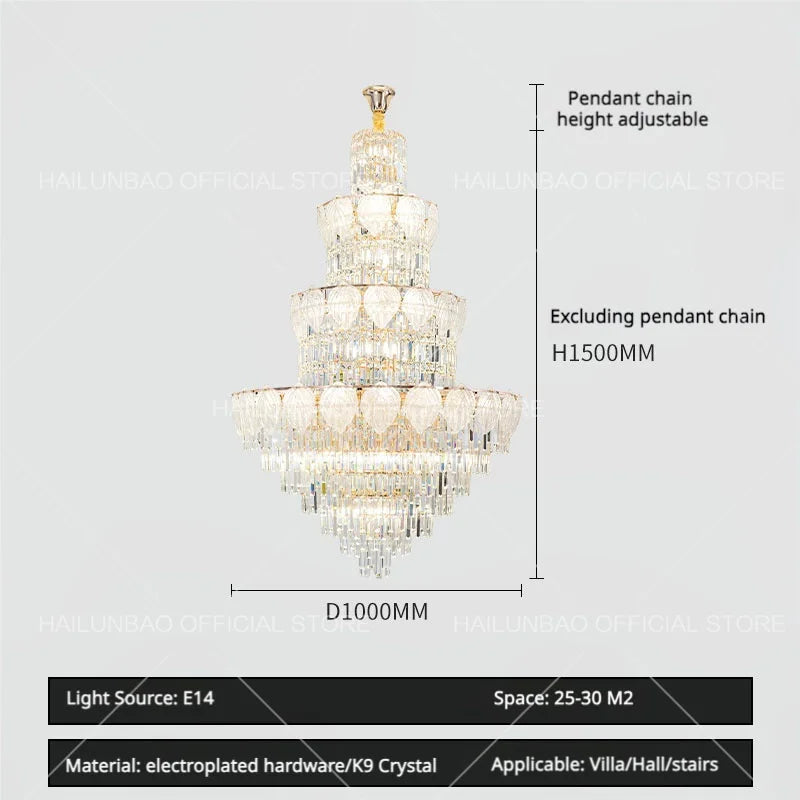 Afralia™ Crystal Duplex Villa Chandelier: Elegant Loft Apartment Light Luxury for Fashionable Living Rooms.
