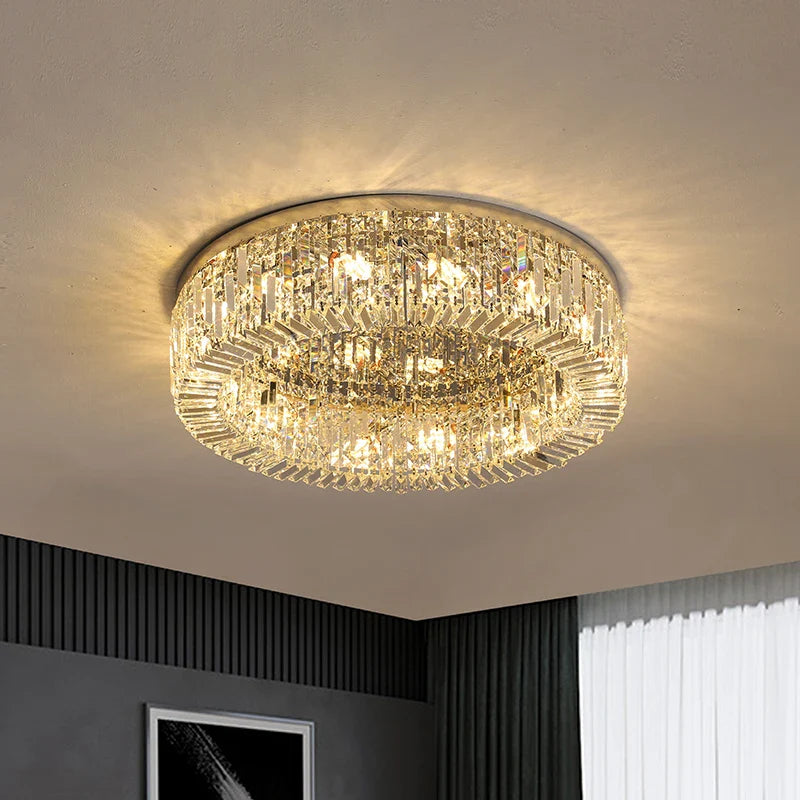 Modern Gold Crystal LED Living Room Chandelier by Afralia™