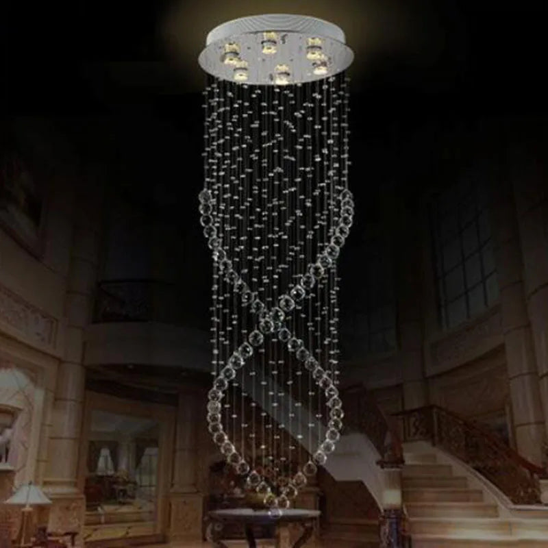 Afralia™ Crystal Chandelier: Modern LED Staircase Light Fixture for Villa Hall