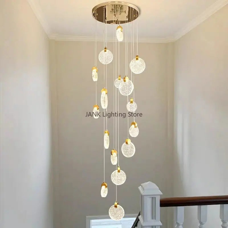 Afralia™ Bubble Crystal Ceiling Pendant Light, LED Villa Staircase Hanging Lamps