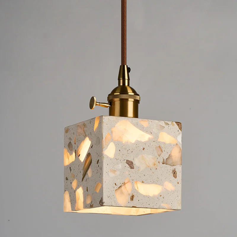 Afralia™ Terrazzo Wood LED Pendant Light for Stylish Home Decor