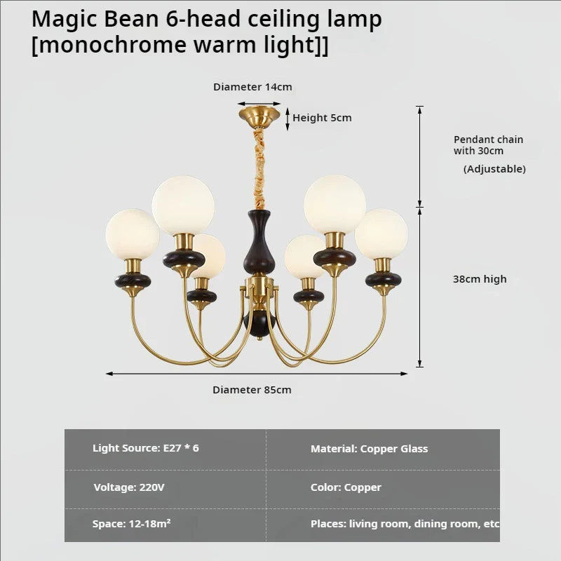 Afralia™ Nordic Copper Chandelier: Elegant Magic Bean Molecule Light for Living, Dining & Bedroom.