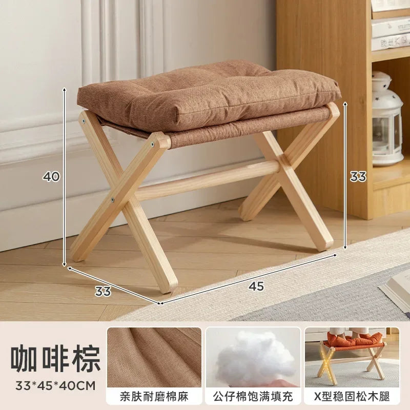 Afralia™ Solid Wood Low Stool for Living Room, Sofa, Balcony, Tatami, Shoe chairs
