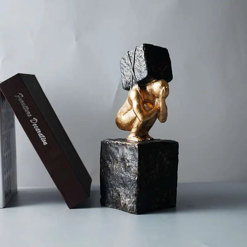 Resin Thinker Statue Bedroom Ornament by Afralia