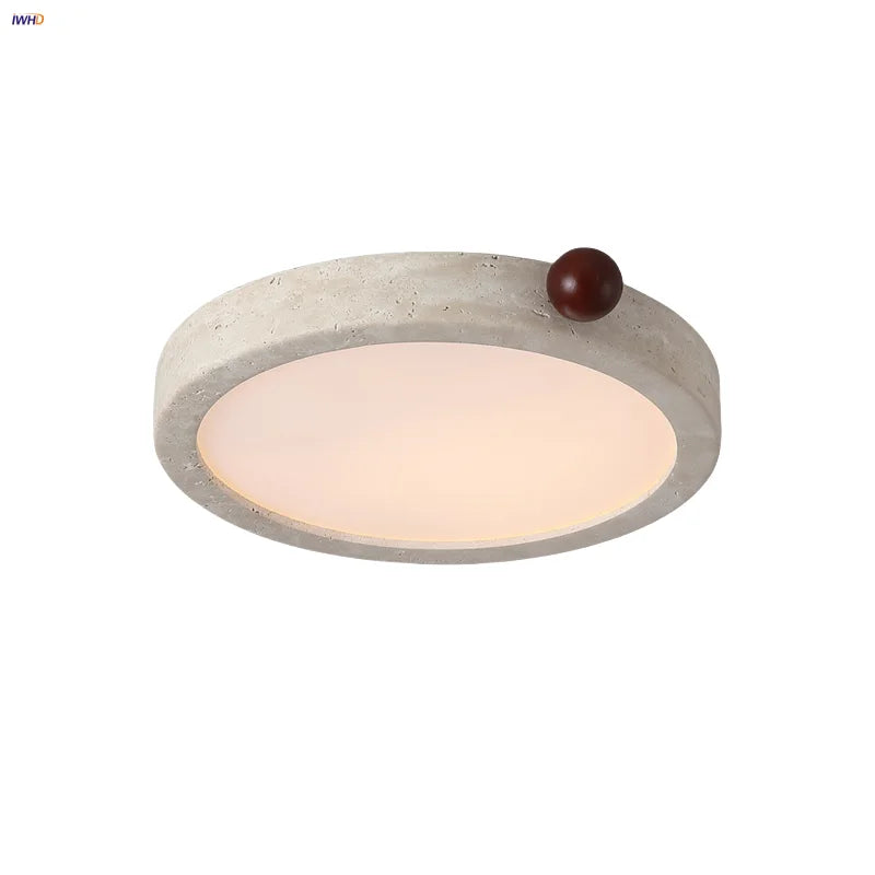 Afralia™ Modern Wood Stone LED Ceiling Light for Bedroom Living Room