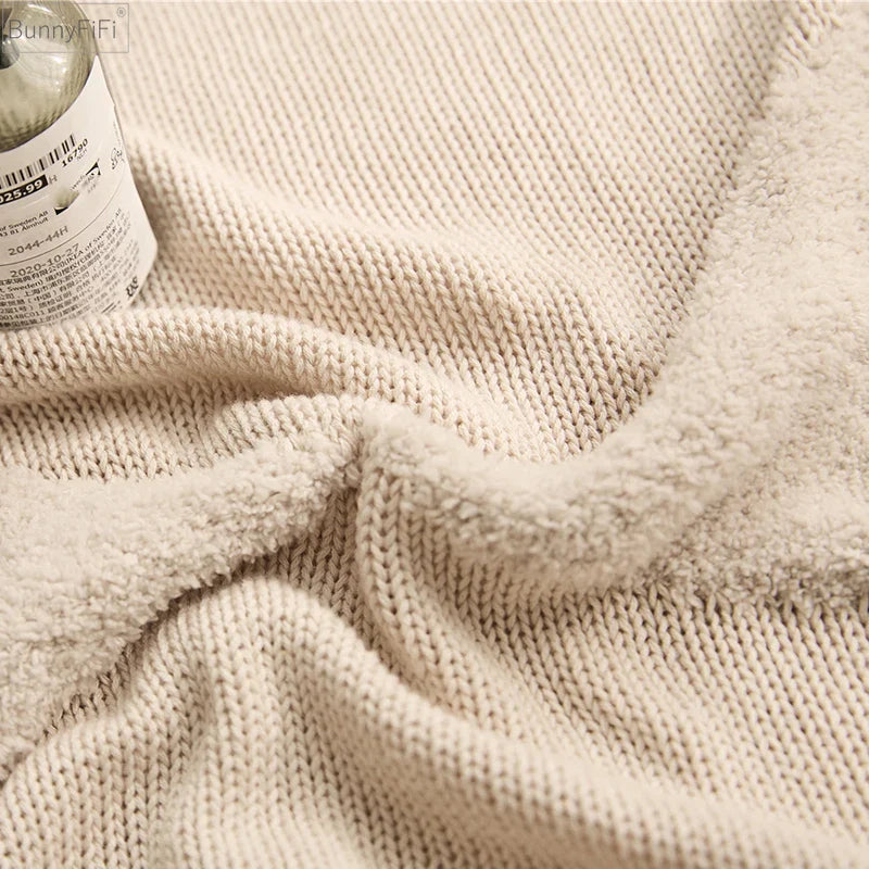 Afralia™ Knitted Mustard Blue Tassel Cushion Cover for Home Sofa Bed Decor