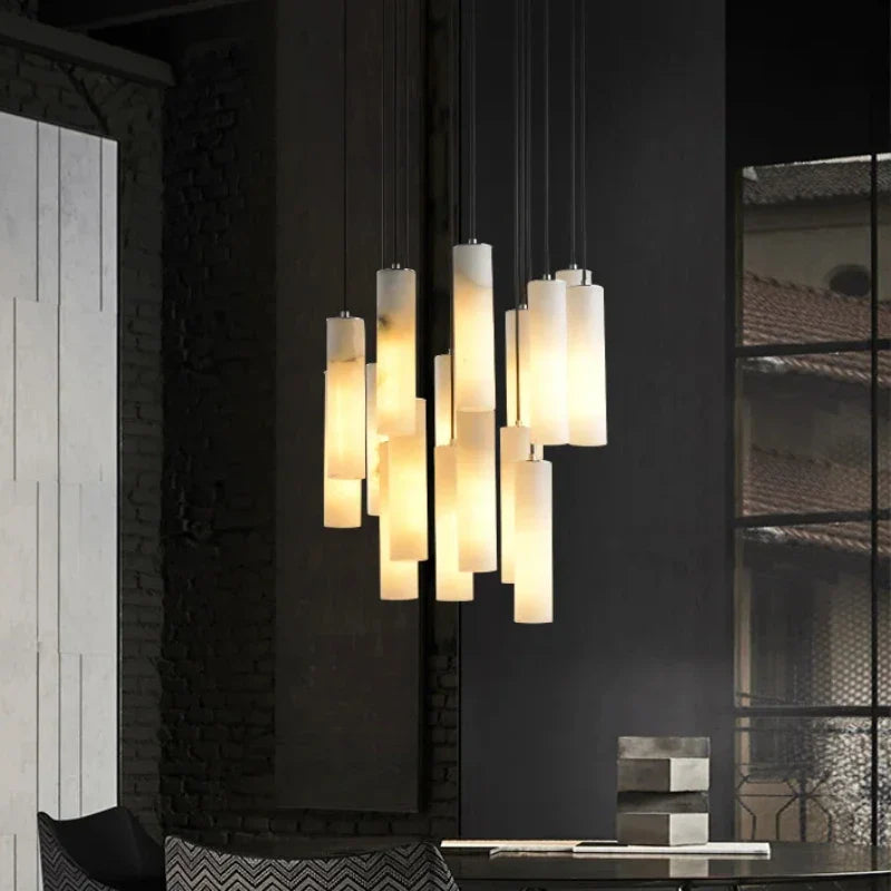 Afralia™ Nordic Marble Pendant Light | Adjustable Wire Loft Lamp