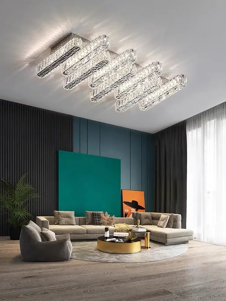 Afralia™ Crystal Liner Ceiling Chandelier: Modern Luxury Dimmable LED Lighting Fixture