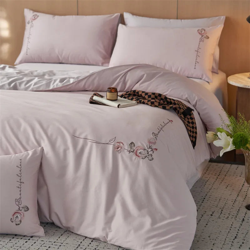Afralia™ Luxury Cotton Embroidered Bedding Set for Romantic Bedroom - High Quality Quilt Set