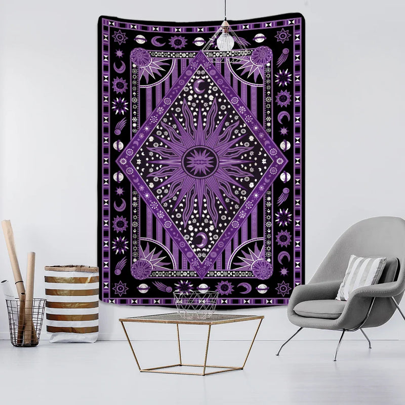 Afralia™ Psychedelic Sun Planet Tarot Tapestry for Home Decor