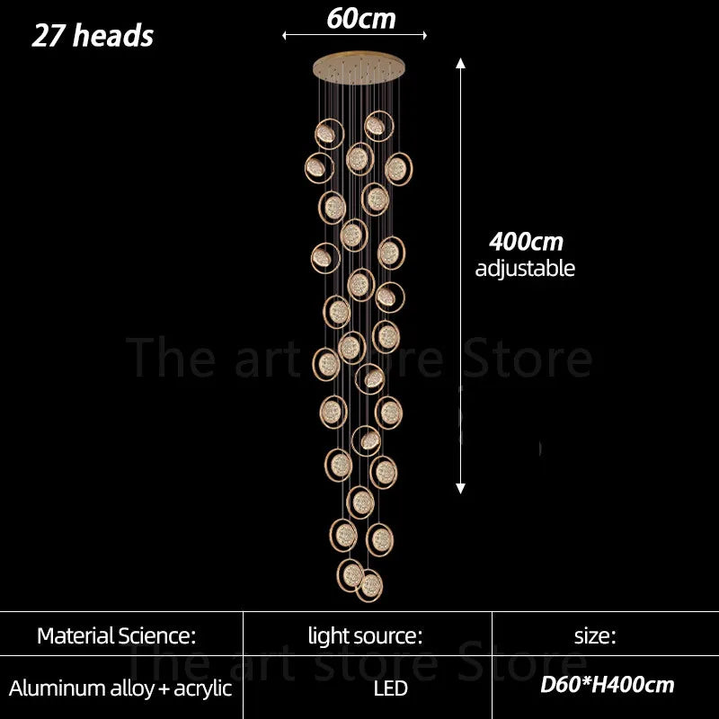 Afralia™ Luxury LED Chandelier for Villa, Staircase, Bar, Kitchen, Dining Room, Living Room