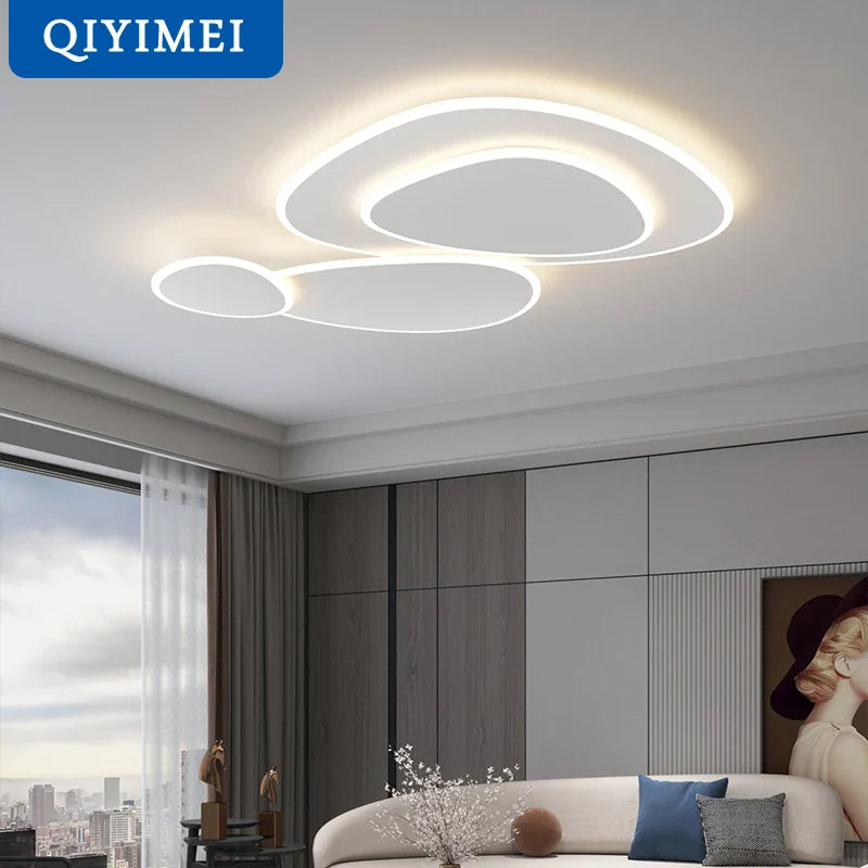 Afralia™ Modern LED Chandelier Lights Dimmable White Fixtures for Living Bedroom Study Room