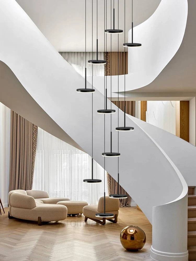 Afralia™ Nordic LED Staircase Chandelier: Modern Living Room Pendant Light