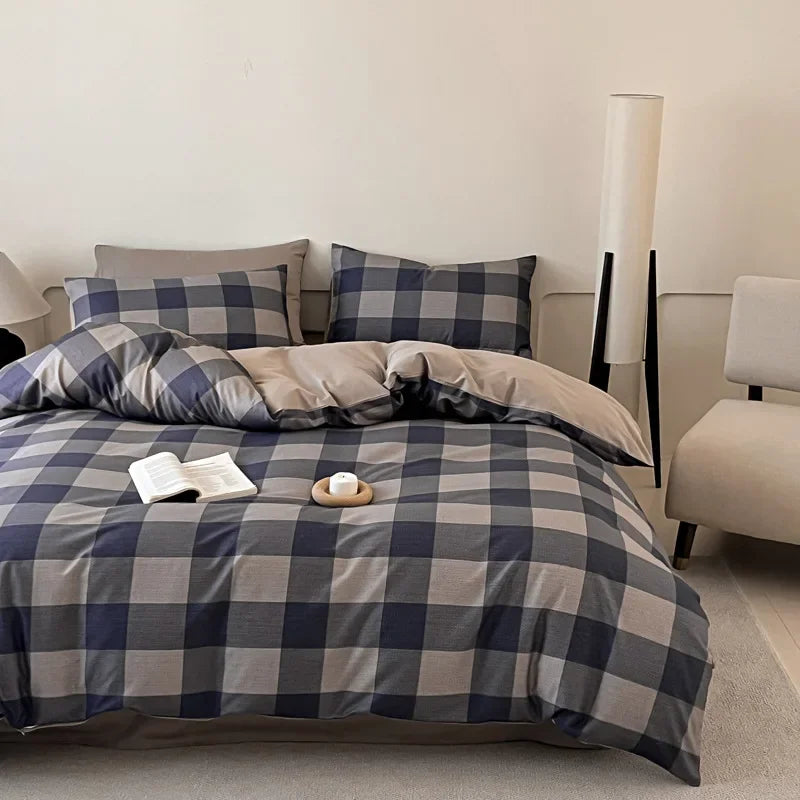 Afralia™ Geometric Pattern Cotton Fitted Sheet Set, King/Queen Bed Comfort Bedding