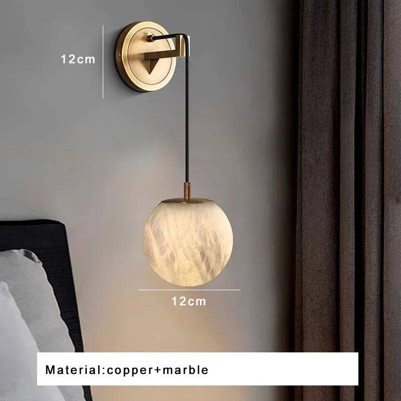 Afralia™ Round Marble Wall Sconce Lamps for Luxury Home Decor