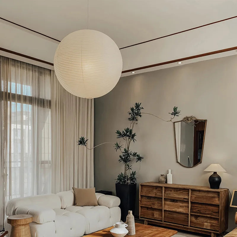 Afralia™ Akari Rice Paper Pendant Lights - Handwoven LED Hanging Lamp for Home Décor