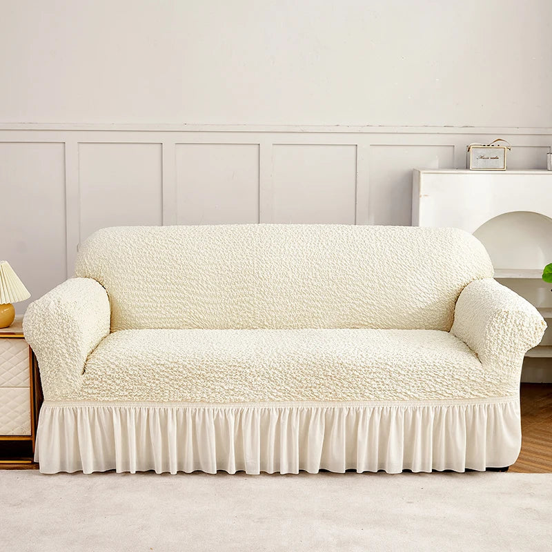 Afralia™ Wrinkled Sofa Cover Slipcovers Solid Color Sofa Protector for Chair, Loveseat, & Sofa