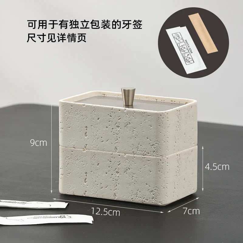 Afralia™ Double Decker Jewelry Organizer with Natural Stone, 2 in 1 Floss Box & Bathroom Ornament