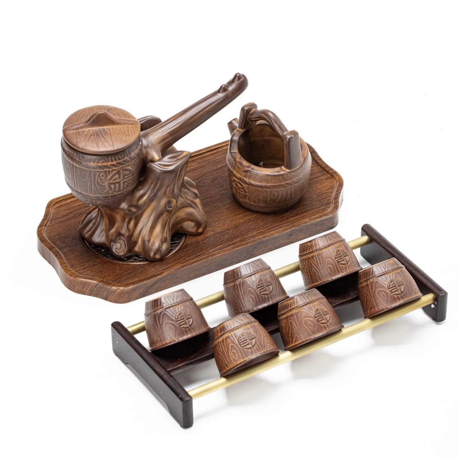 Afralia™ Ceramic Kung Fu Tea Set: High-End, Retro, Anti-Scalding, Easy Home Brewing
