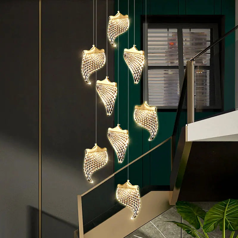 Afralia™ LED Staircase Chandelier: Modern Loft Lighting Fixture for Living & Dining Room