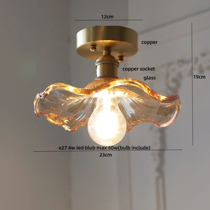 Afralia™ Wood Ball LED Ceiling Lamp Vintage Loft Copper Canopy Light