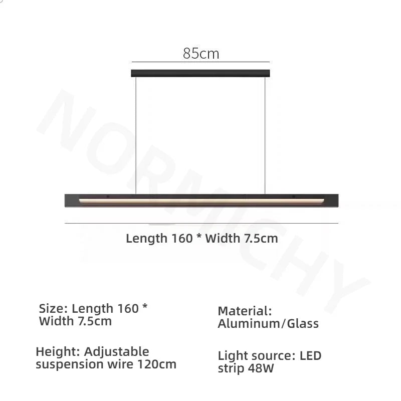 Afralia™ Glass Pendant Light Bar LED Linear Strip Modern Lighting