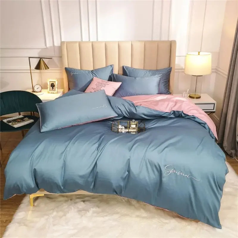 Afralia™ Egyptian Cotton Bedding Set with Sheet Pillowcase Blanket Cover - Queen King Size