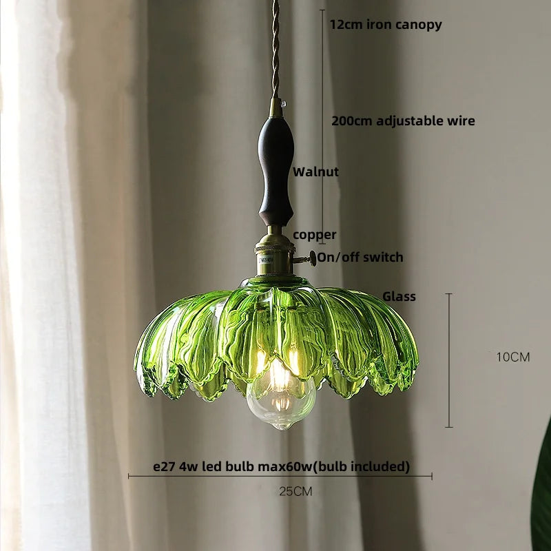Afralia™ Green Glass LED Hanging Pendant Lights