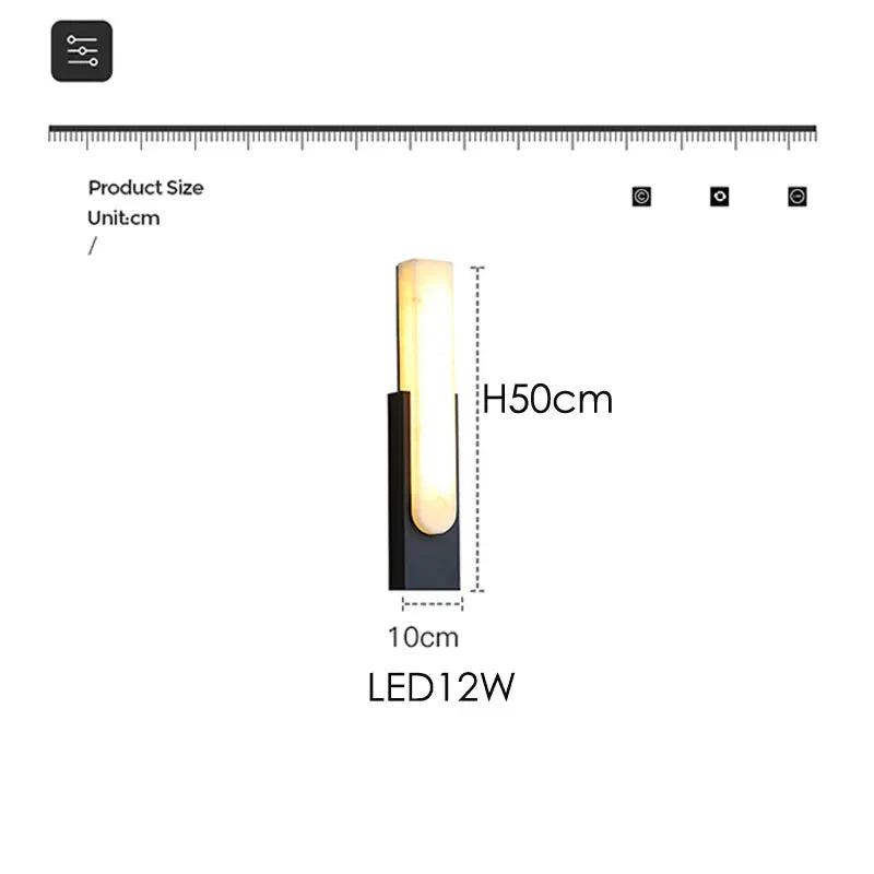 Afralia™ 19.6＂LED Marble Wall Sconce - Modern Indoor Bedside Lighting for Living Room