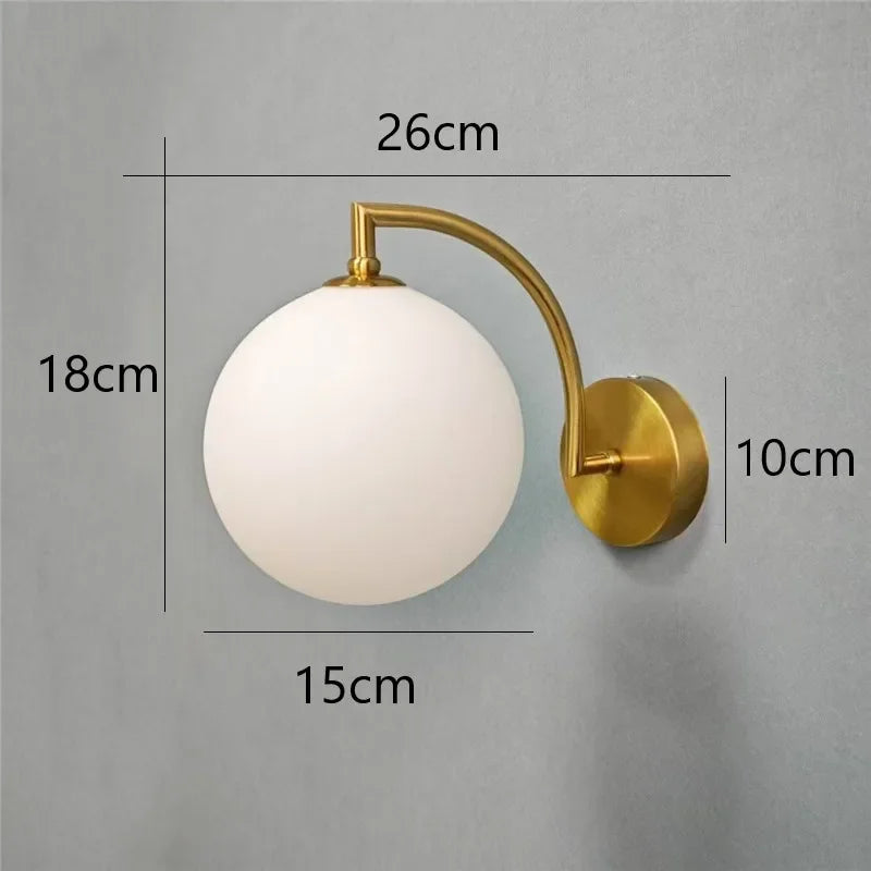 Afralia™ Glass Ball LED Wall Sconce for Living Bedroom Dining Kitchen - Minimalist Design
