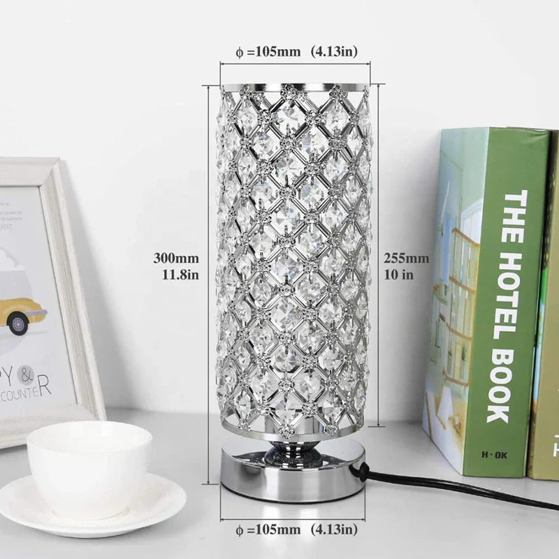 Afralia™ Crystal Touch Bedside Lamp Dimmable USB Charging Eye-Protection Design