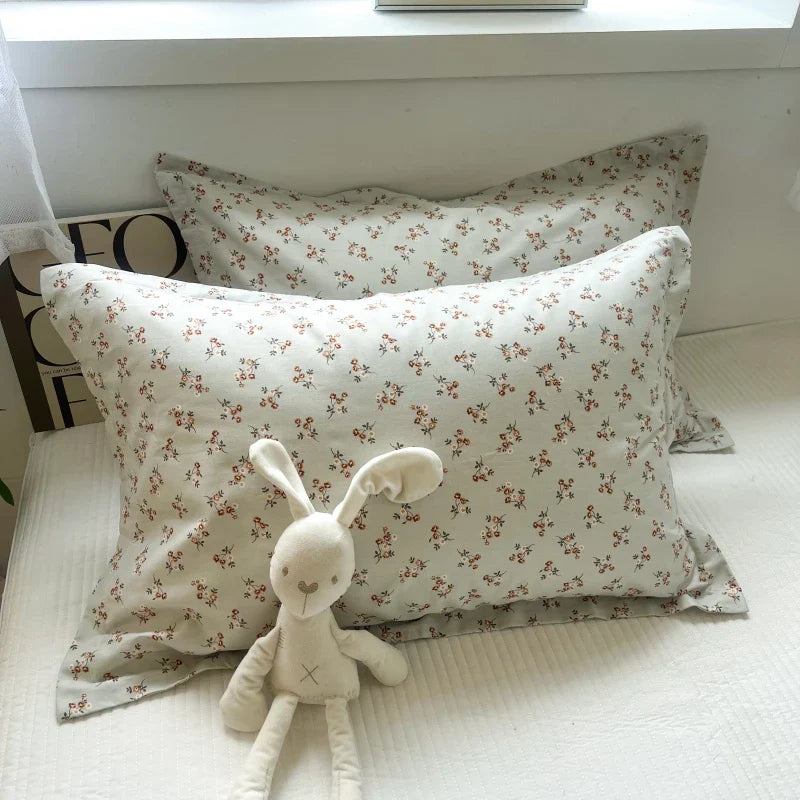 Afralia™ Korean Floral Cotton Pillowcase 40x60cm, 48x74cm, 50x80cm, Home Cushion Cover