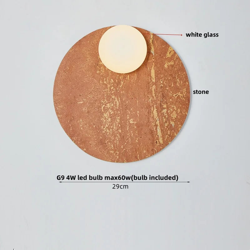 Afralia™ Wabi Sabi LED Wall Light Fixture Stone White Glass Bedside Lamp