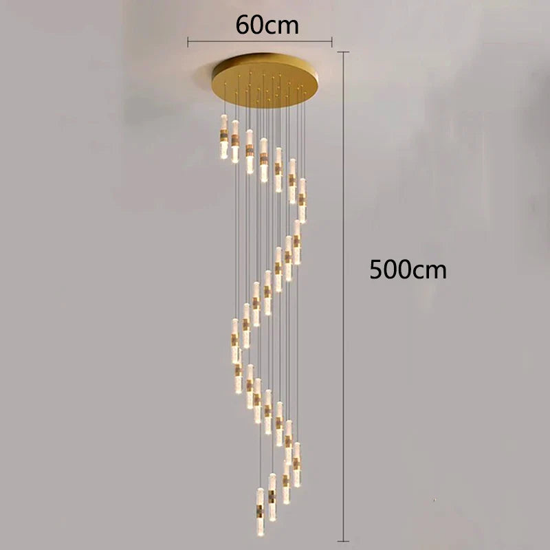 Afralia™ Crystal Chandelier Stair Pendant Lamp Living Room Pendant Lights Interior Lighting