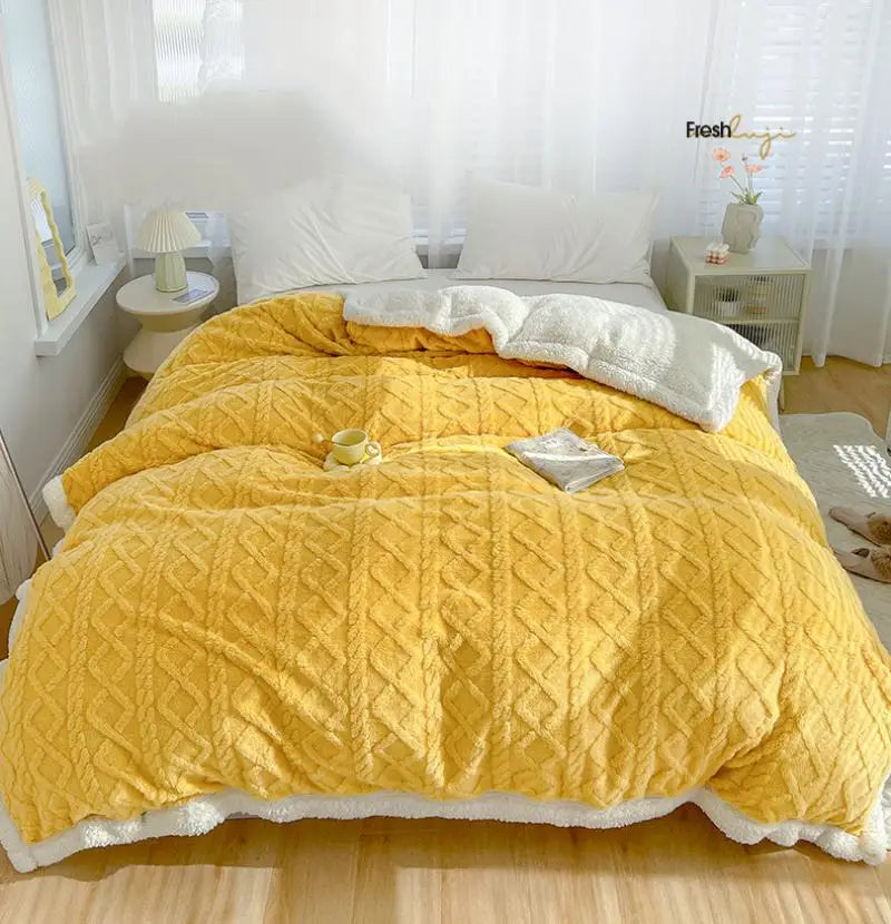 Afralia™ Lambswool Coral Flannel Blanket for Home & Office - Cozy Sofa & Bed Cover