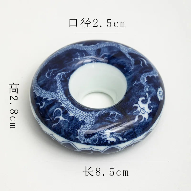 Afralia™ Blue White Porcelain Teacup Tray Set, Chinese Retro Home Decor Accessory