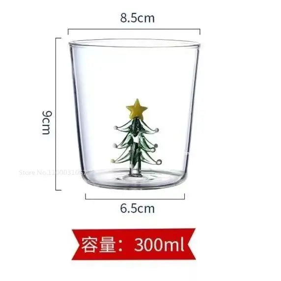 Afralia™ Christmas Tree Rose Glass Cup: Durable, Cute, Creative 3D Design. Ideal Gift!