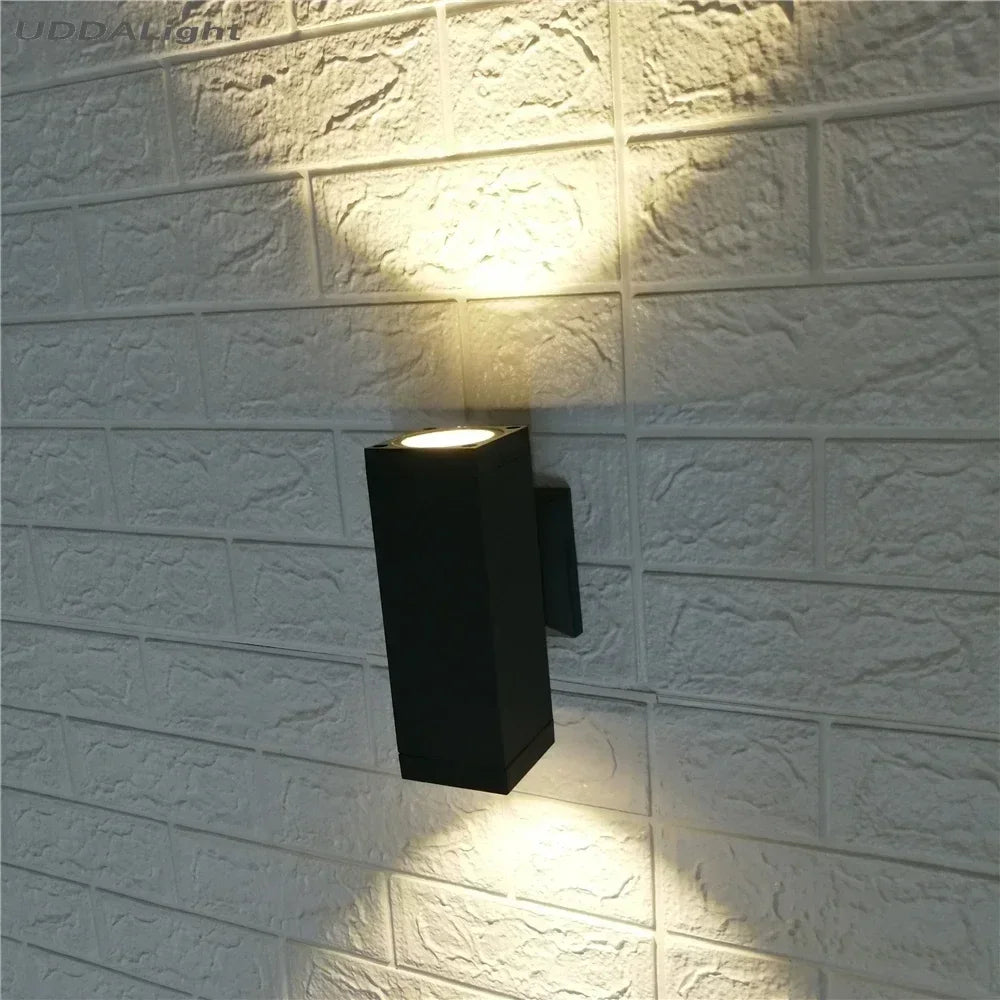Afralia™ GU10 COB 10w Waterproof Up Down Outdoor Wall Lamp - Square Lighting