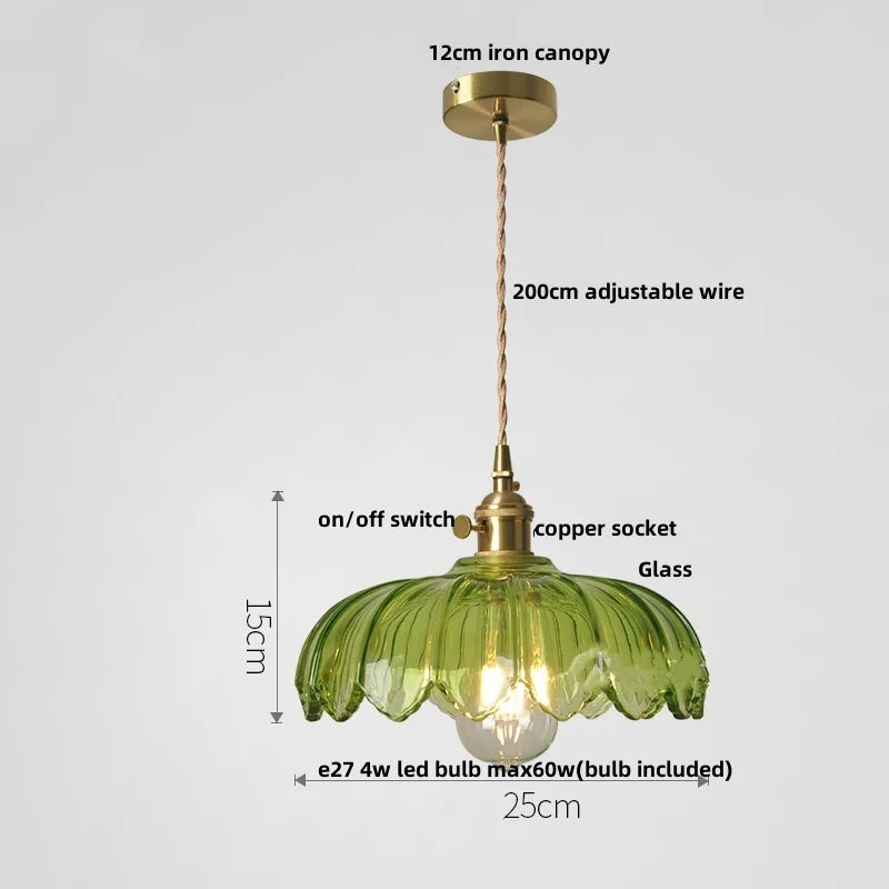 Afralia™ Glass LED Pendant Lamp with Wood Handle - Modern Nordic Hanging Light