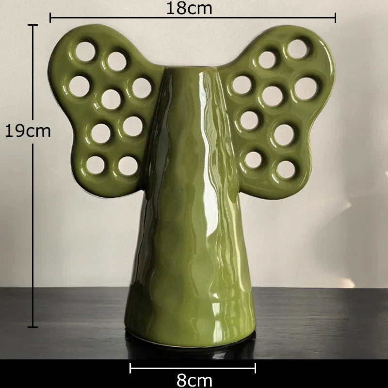 Afralia™ Elephant Ceramic Vase with Artificial Flowers for Home Decor