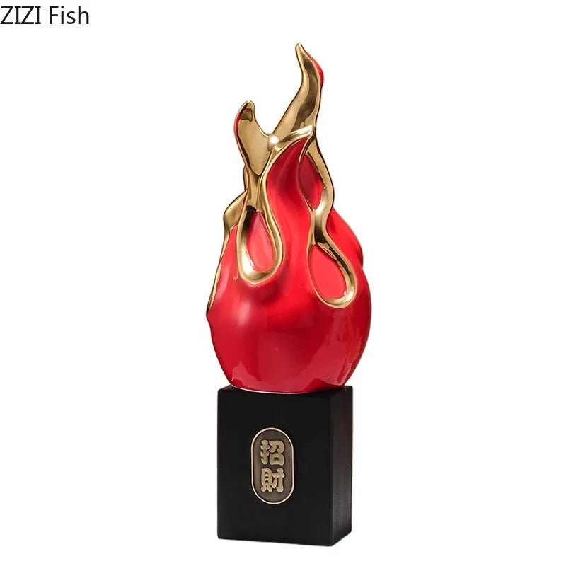 Afralia™ Gilded Pitaya Cat Ceramic Feng Shui Ornament Landscaping Decoration