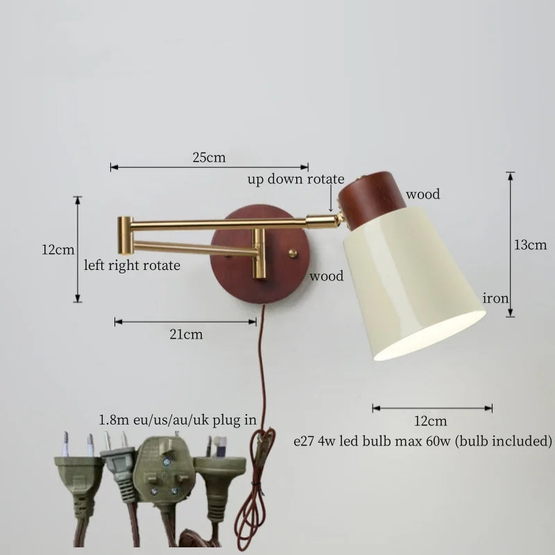 Afralia™ Creamy Iron LED Wall Lamp Bedroom Living Room Bathroom Mirror Stair Light