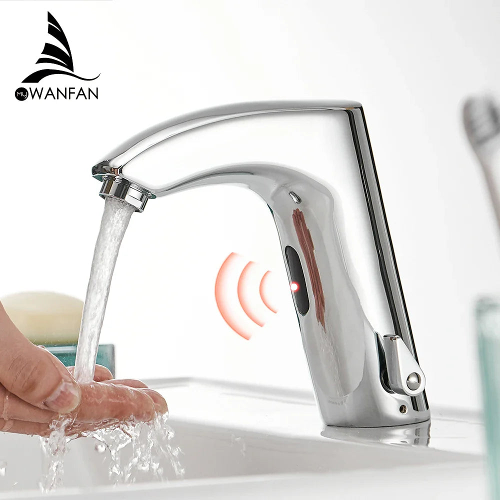 Afralia™ Touchless Sensor Faucet Electric Mixer Taps Hot Cold Water Basin Sink Kit