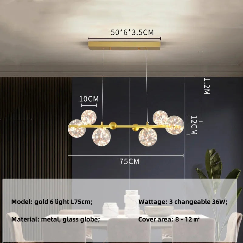 Afralia™ Modern Dimmable Metal Pendant Lights with Glass Globe for Dining Room & Bar