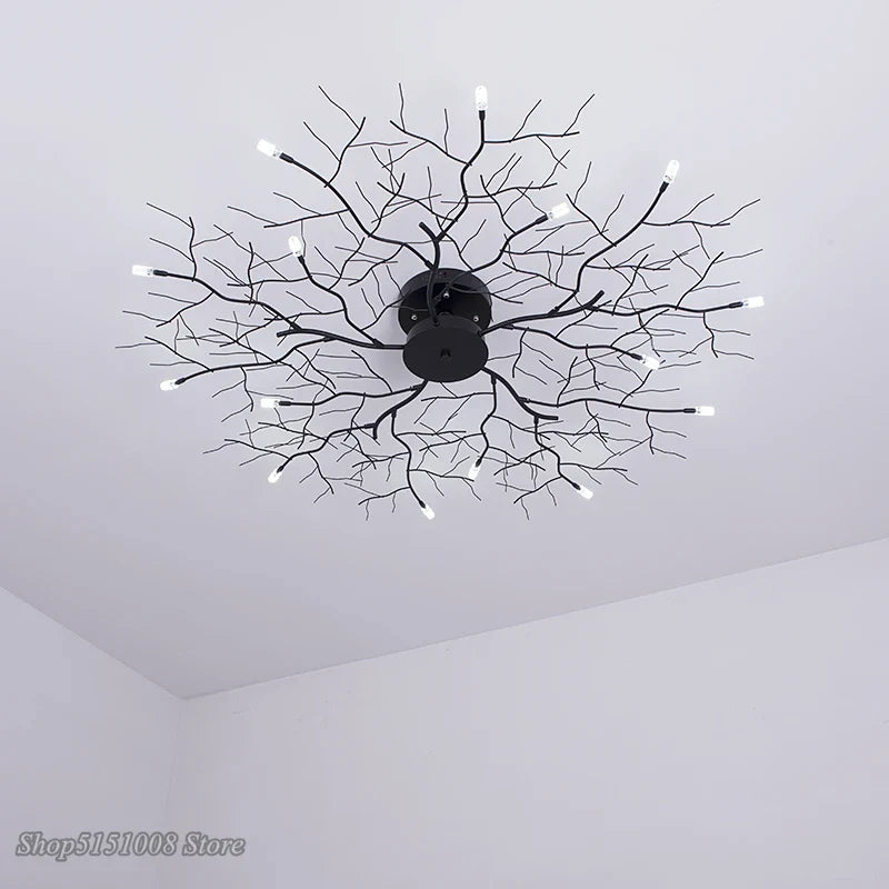 Afralia™ Country Branch Iron Ceiling Light: American Style Living Room Decor Fixture