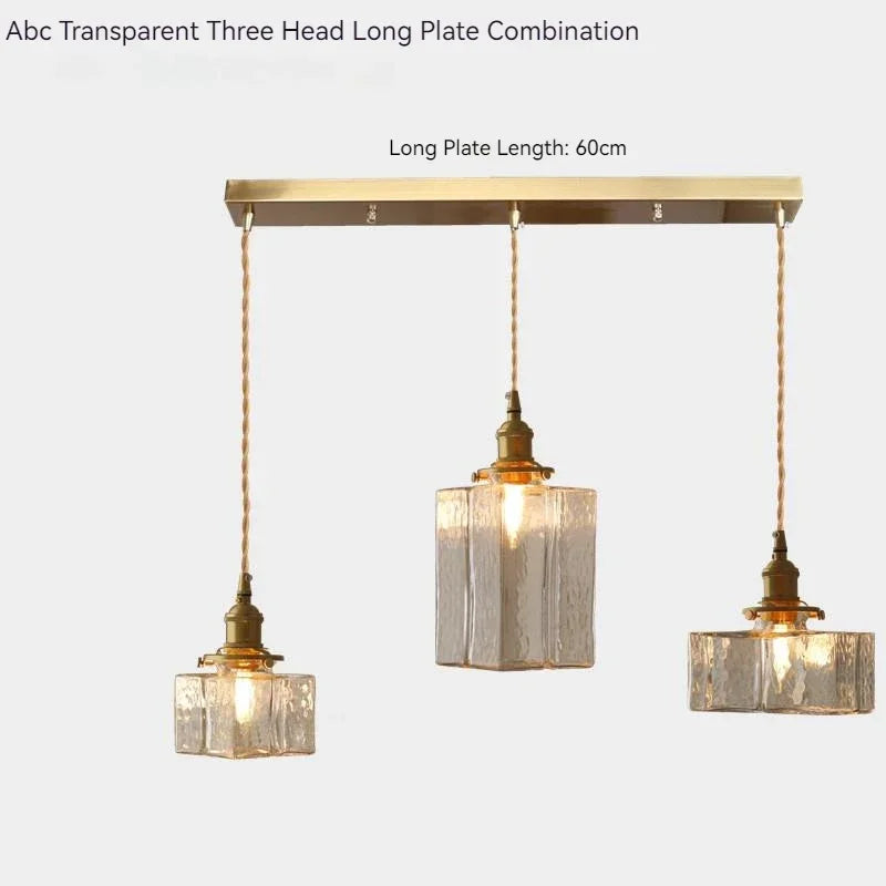 Afralia™ Vintage Brass Glass Pendant Lamp Rustic LED Ceiling Chandeliers