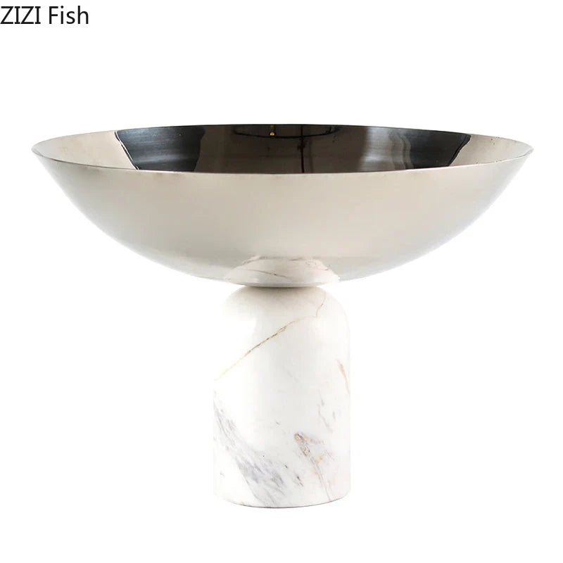 Afralia™ Marble Base Fruits Bowl - Snacks Tray for Home Kitchen and Restaurant