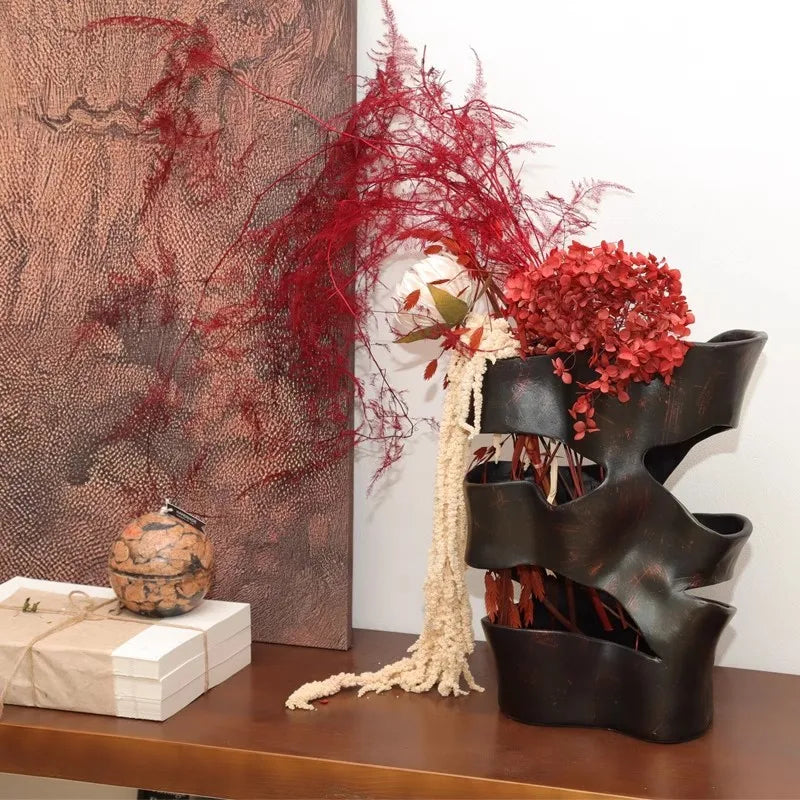 Afralia™ Resin Abstract Crack Ornament Block Decor Figurines Floral Arrangement Home Decoration